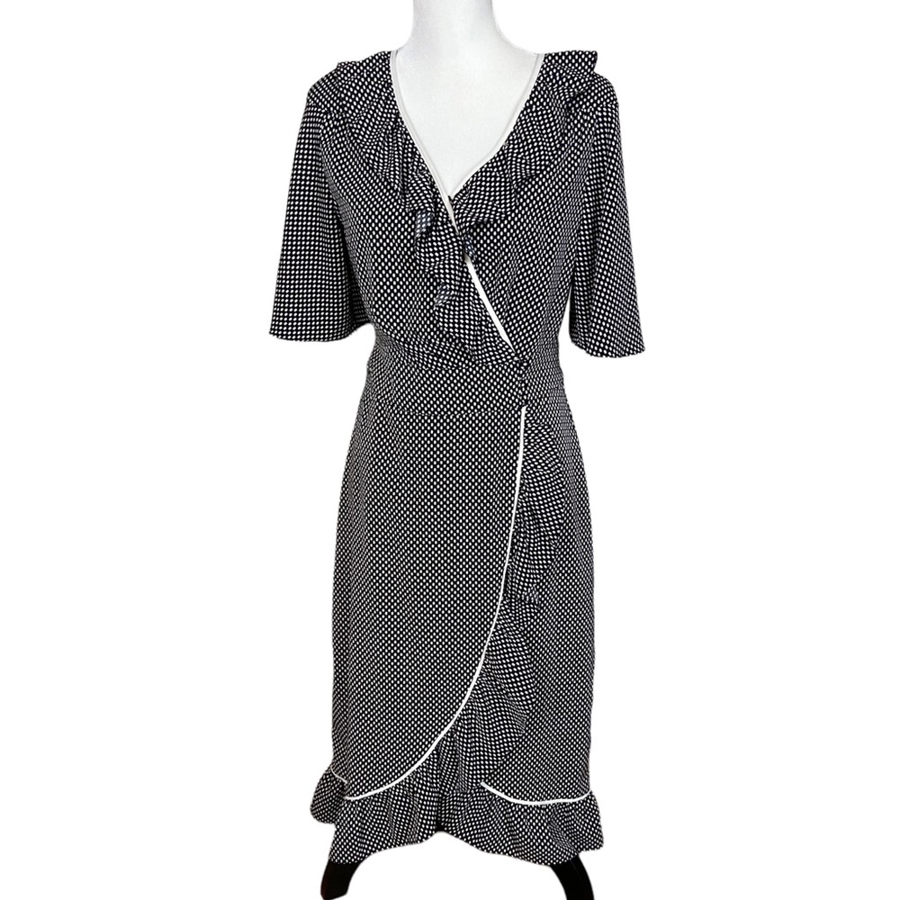 4/$25 Who What Wear black white polka dot wrap dress small